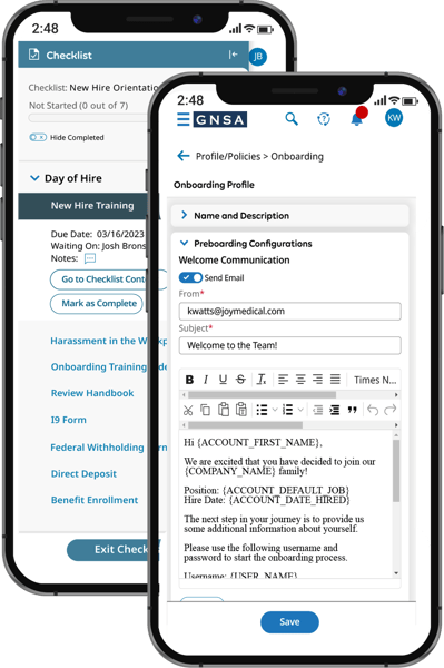 Onboarding Software Mobile Device Screenshots