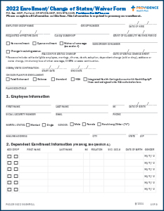 Providence - Enrollment-Change_of_Status-Waive_of_Coverage Form Cover