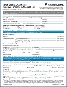 Kaiser Small Group Enrollment-Change Request Form Cover