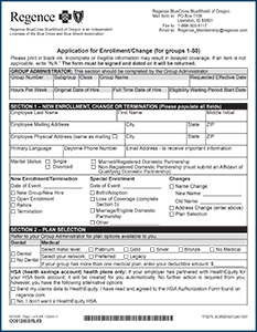 Regence Oregon Enrollment and Change Request Form Cover
