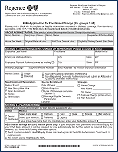 Regence Application for Enrollment or Change