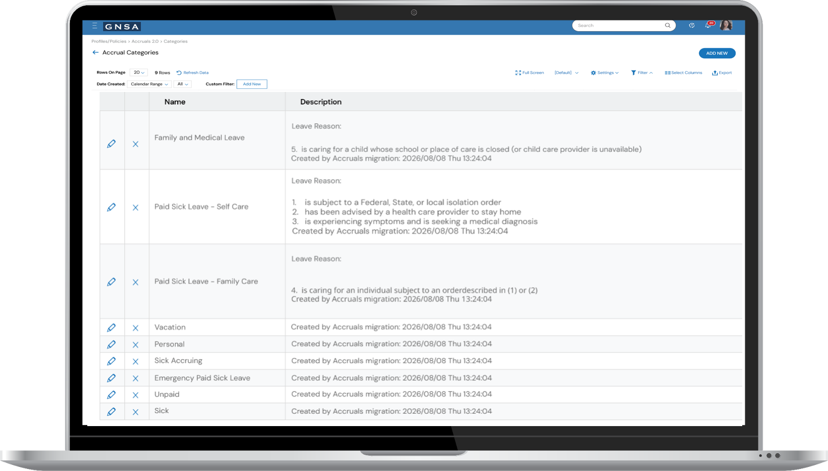 Accruals Software Laptop Device Screenshot